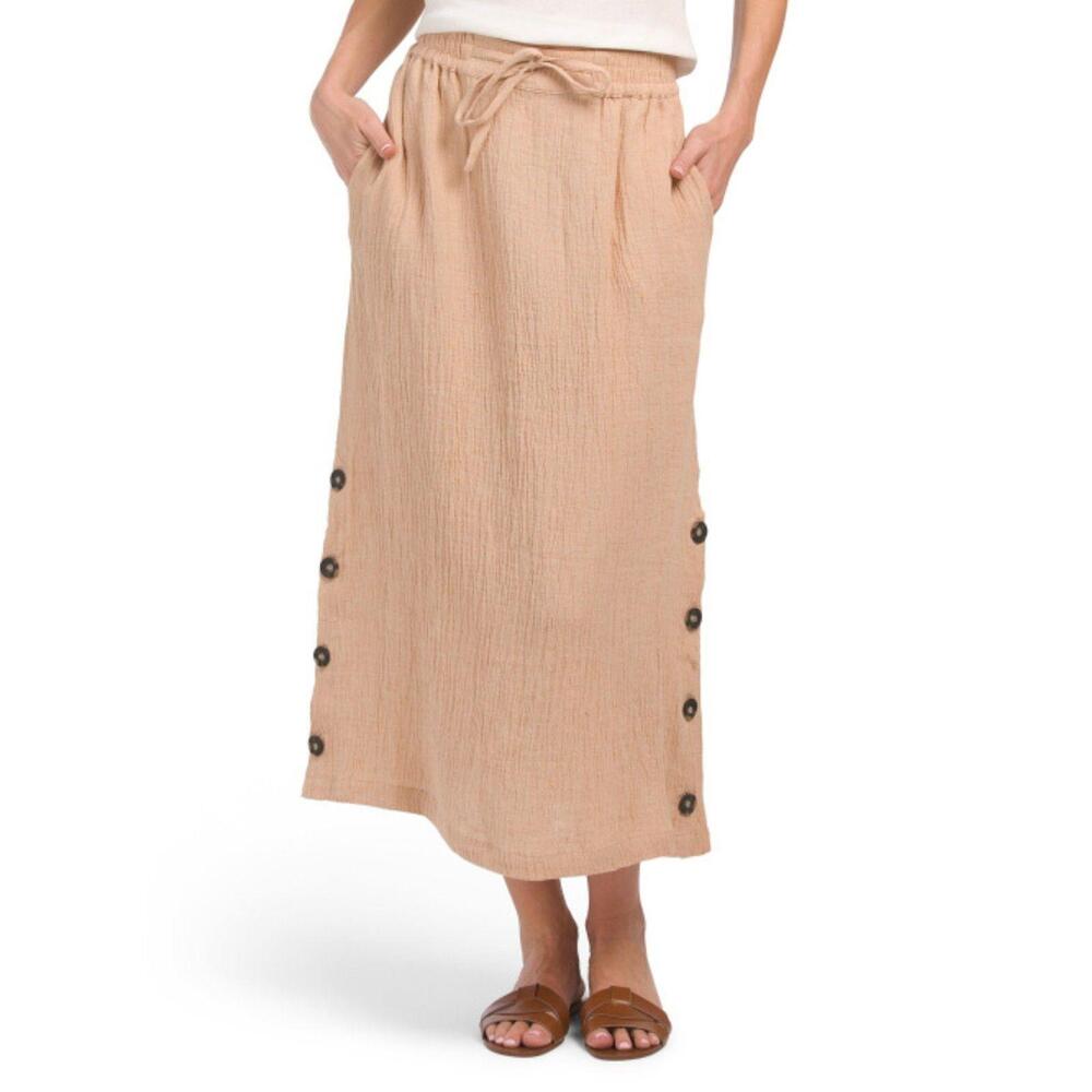 NWT set TAHARI Linen Pull On Skirt Ginger Root Linen Cap Sleeve Shirt xl GG12 - Picture 2 of 5